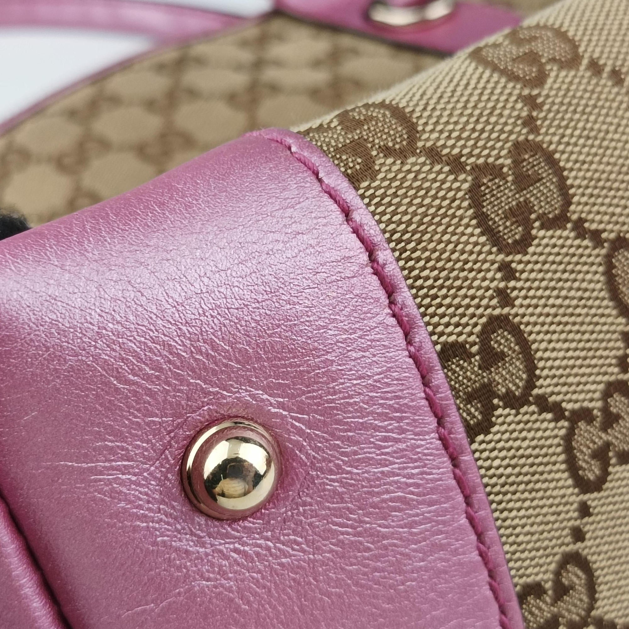 Secondhand Gucci Guccissima Heart Bit Beige × Pink Canvas×Leather 269957 shoulderbag | stylenewstar