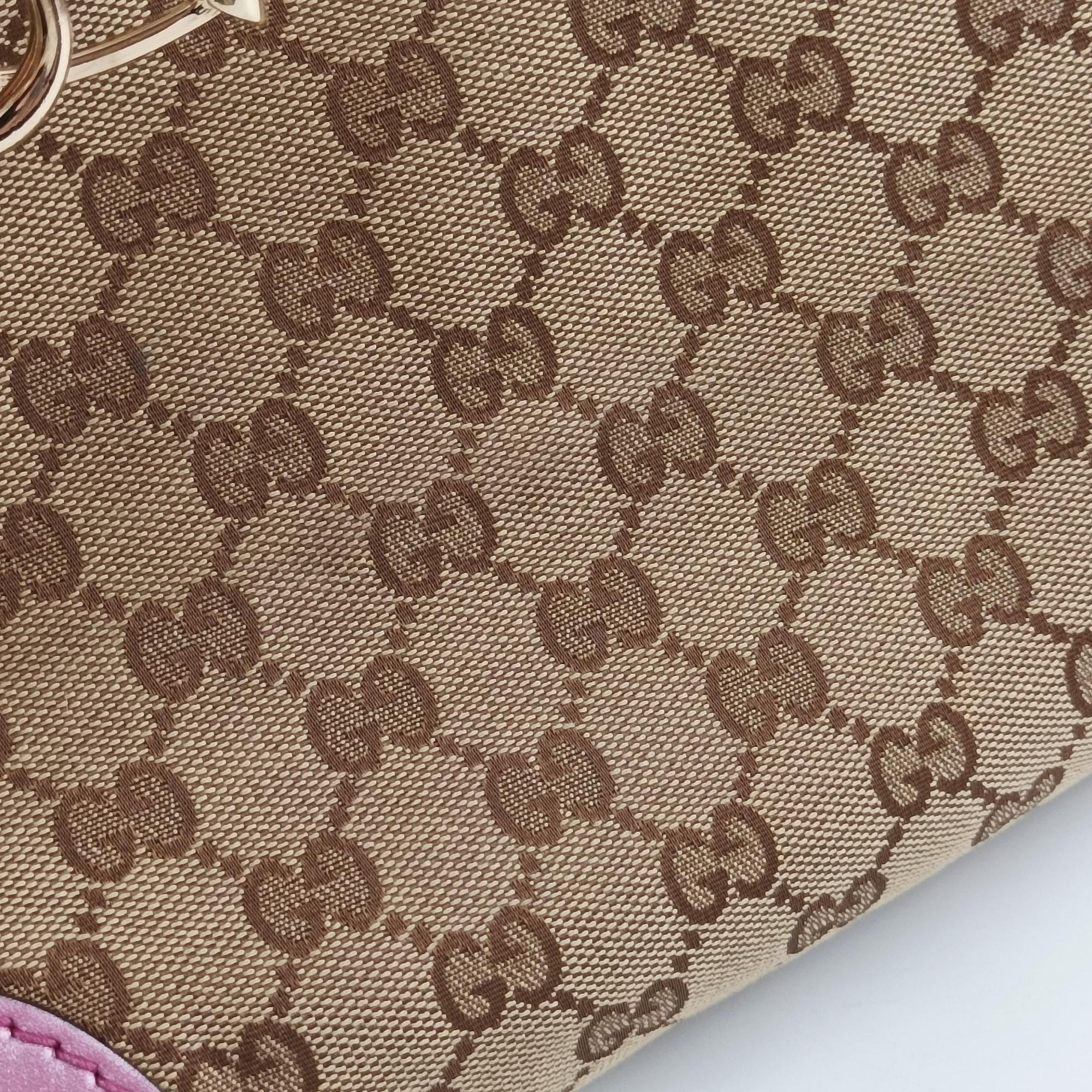 Secondhand Gucci Guccissima Heart Bit Beige × Pink Canvas×Leather 269957 shoulderbag | stylenewstar
