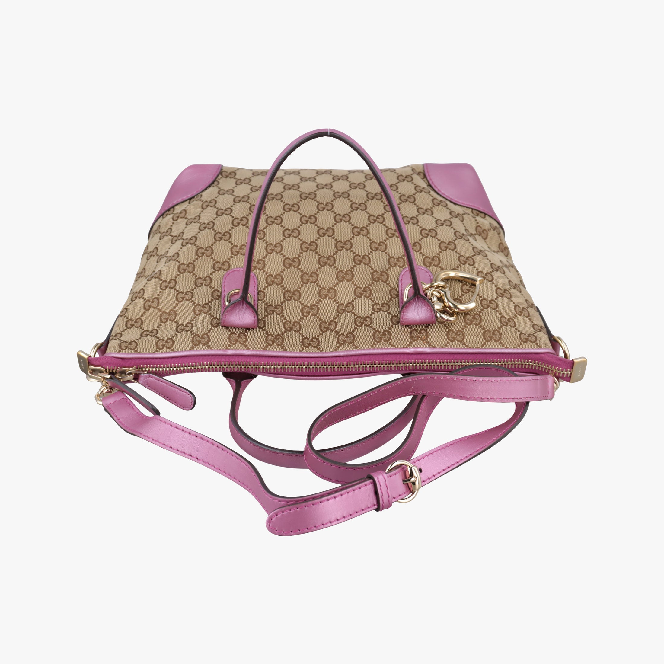 Secondhand Gucci Guccissima Heart Bit Beige × Pink Canvas×Leather 269957 shoulderbag | stylenewstar