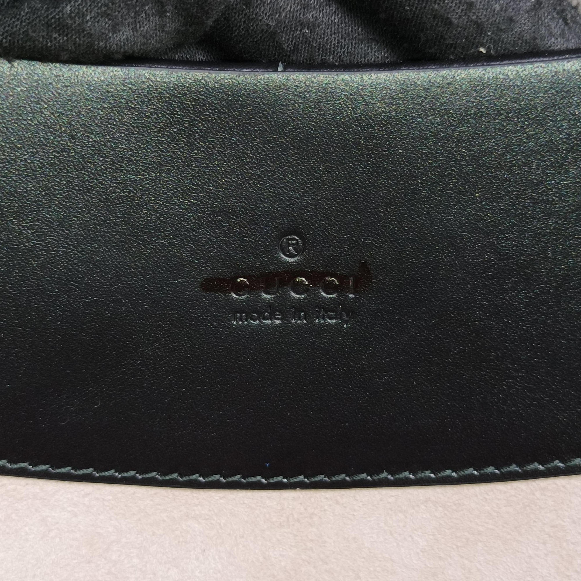 Pre-owned Gucci Printed bucket Black × blue × pink × green Leather 675882 shoulderbag | stylenewstar