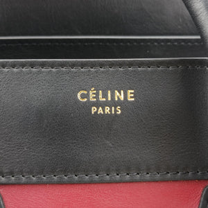 Pre-owned Celine Luggage Mini Shopper Beige×Bordeaux×Black Suede × leather  handbag | stylenewstar