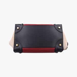 Pre-owned Celine Luggage Mini Shopper Beige×Bordeaux×Black Suede × leather  handbag | stylenewstar