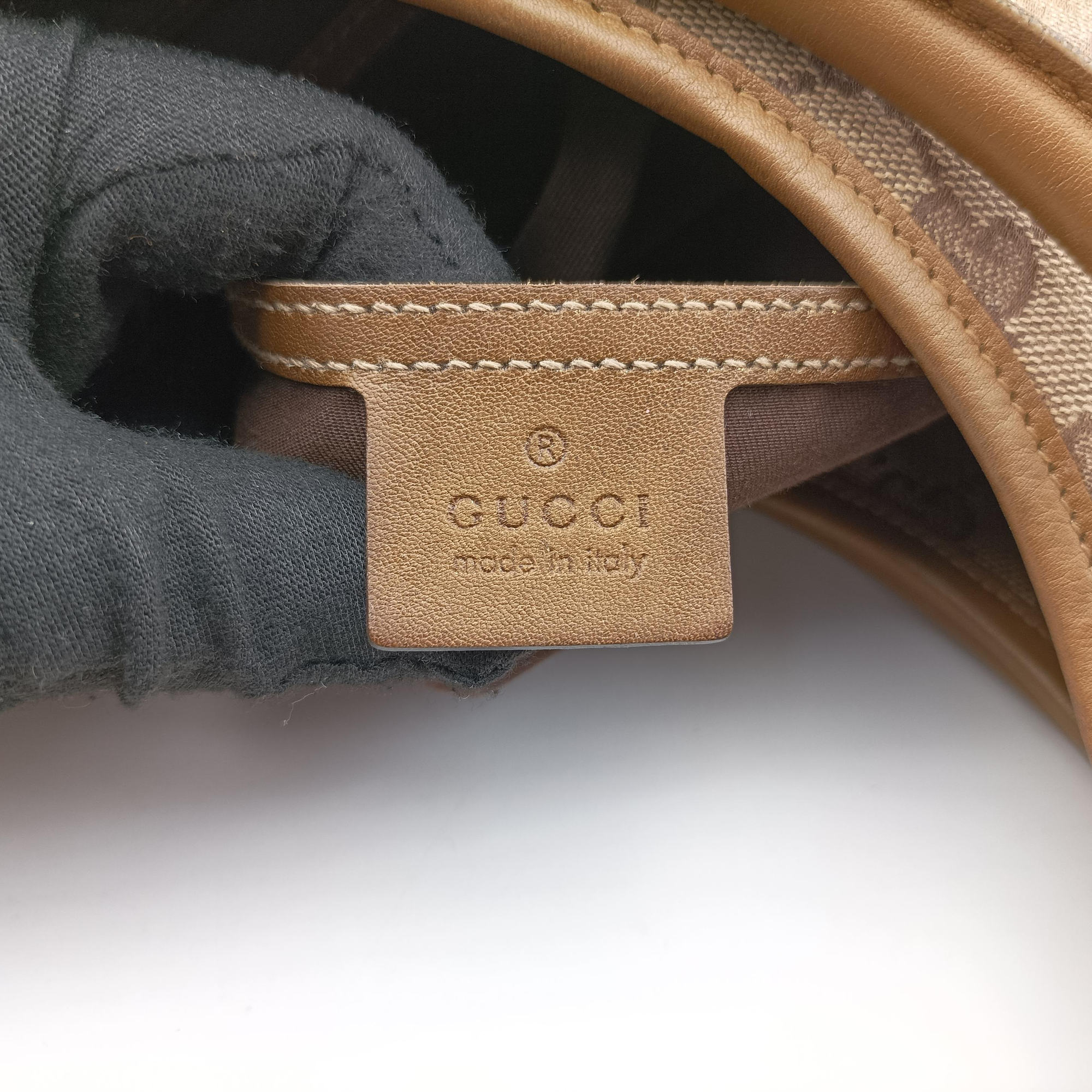 Pre-owned Gucci New Jackie Brown×gBeige canvas×leather 203494 handbag | stylenewstar