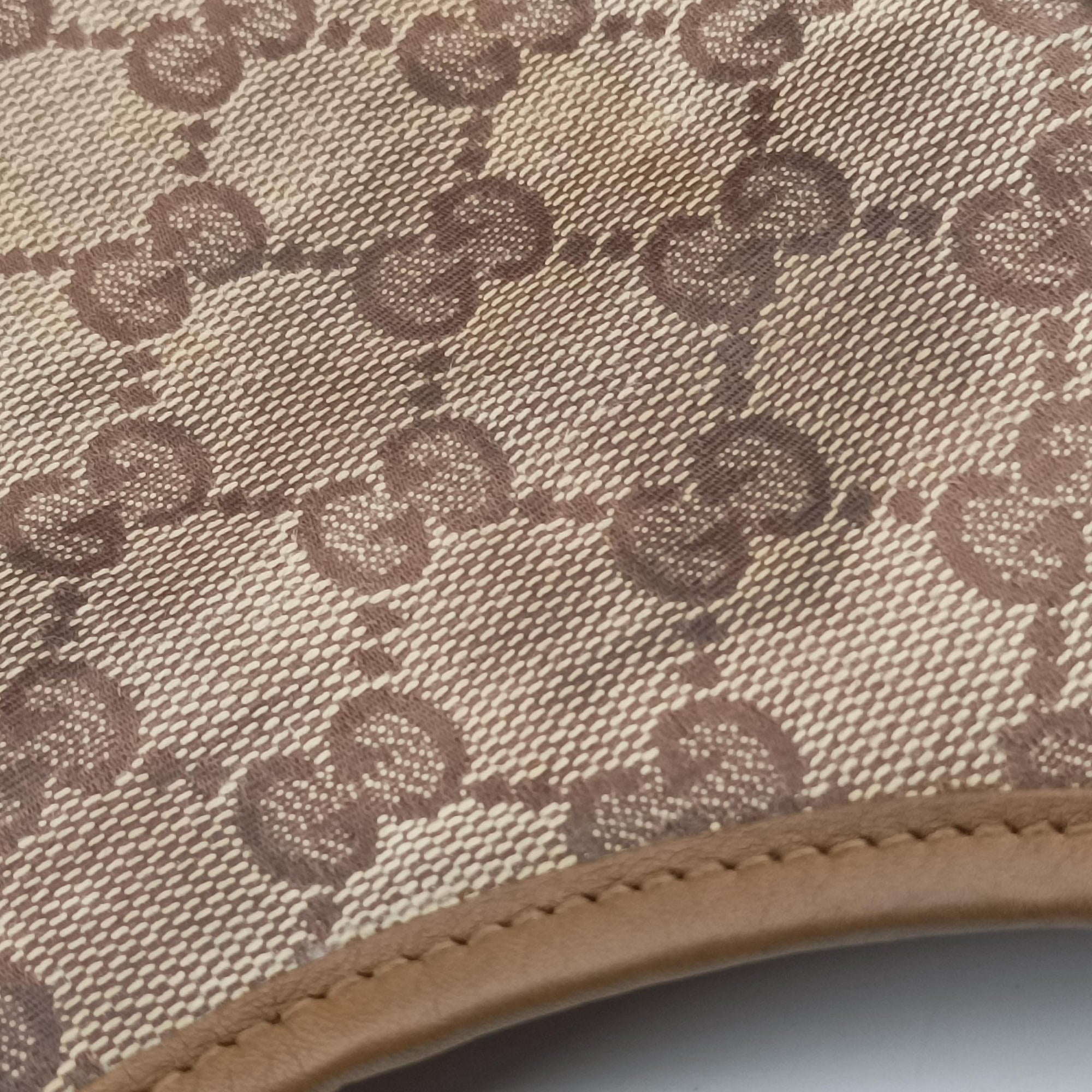 Pre-owned Gucci New Jackie Brown×gBeige canvas×leather 203494 handbag | stylenewstar