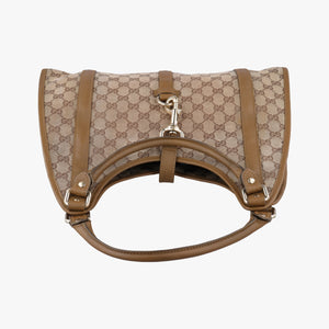 Pre-owned Gucci New Jackie Brown×gBeige canvas×leather 203494 handbag | stylenewstar
