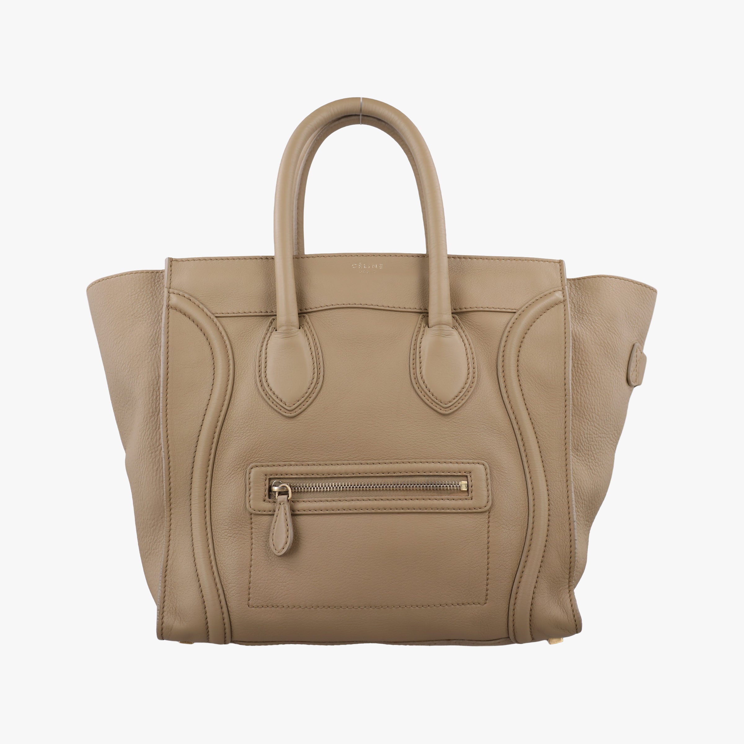 Pre-owned Celine luggage mini shopper Brown Leather  handbag | stylenewstar