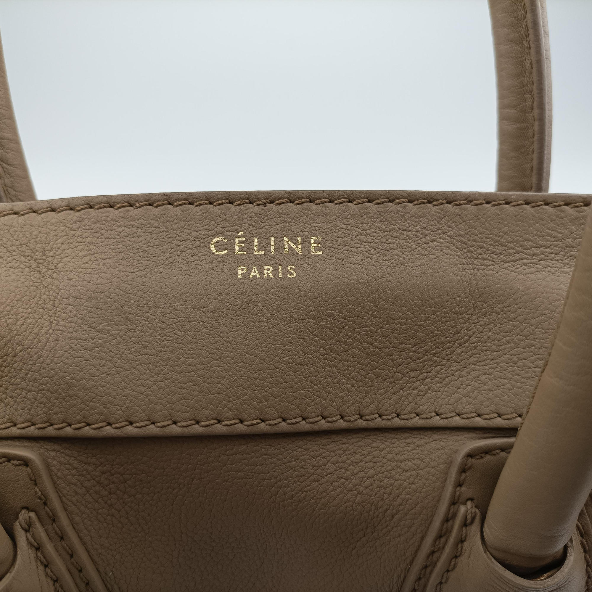 Pre-owned Celine luggage mini shopper Brown Leather  handbag | stylenewstar