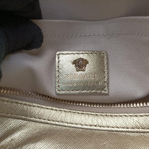 Secondhand VERSACE La Medusa Palazzo bowling Golden Leather  shoulderbag | stylenewstar
