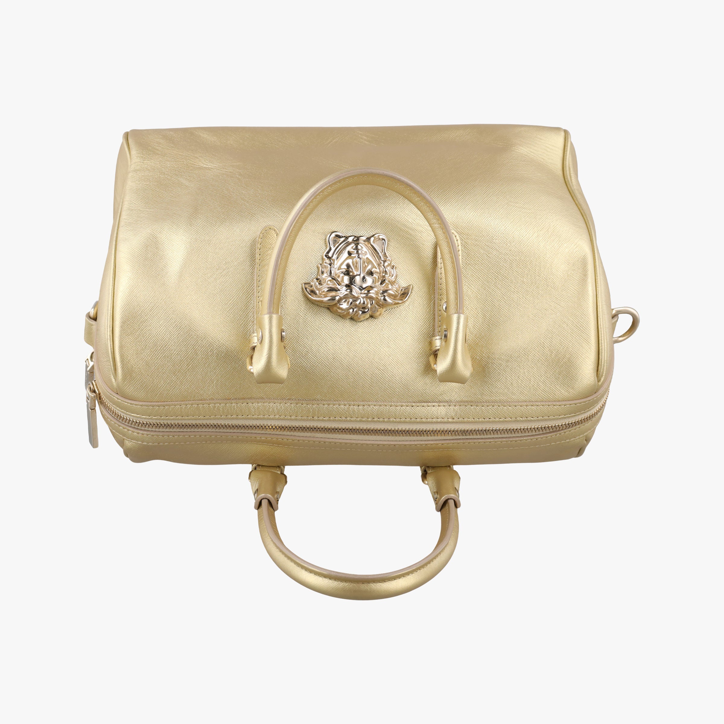 Secondhand VERSACE La Medusa Palazzo bowling Golden Leather  shoulderbag | stylenewstar