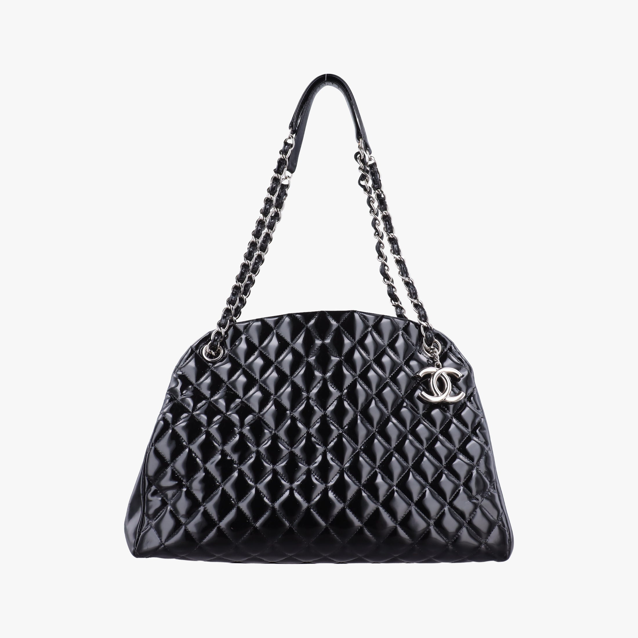 Vintage Chanel Mademoiselle Bowling Black Patent Leather A50558 shoulderbag | stylenewstar