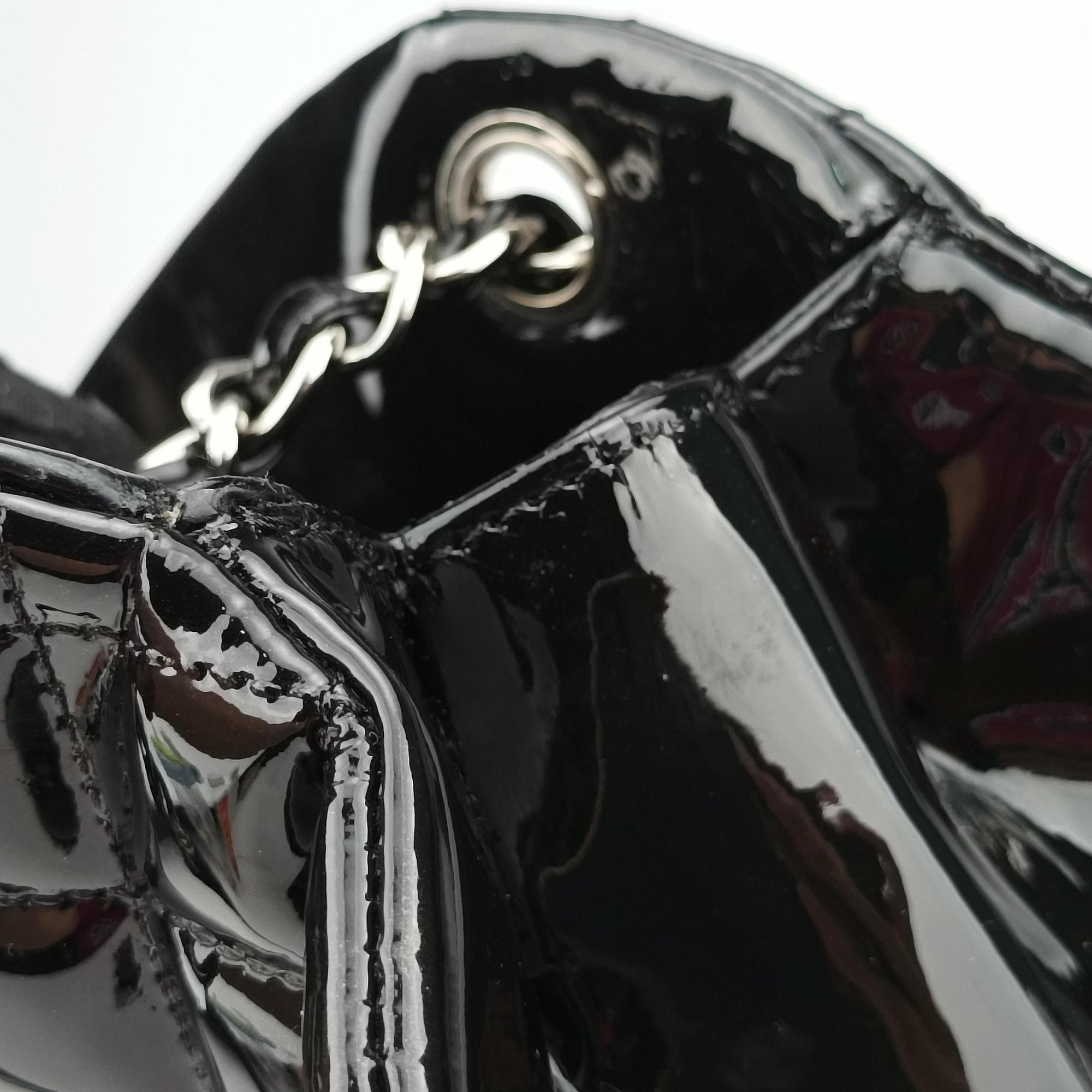 Vintage Chanel Mademoiselle Bowling Black Patent Leather A50558 shoulderbag | stylenewstar