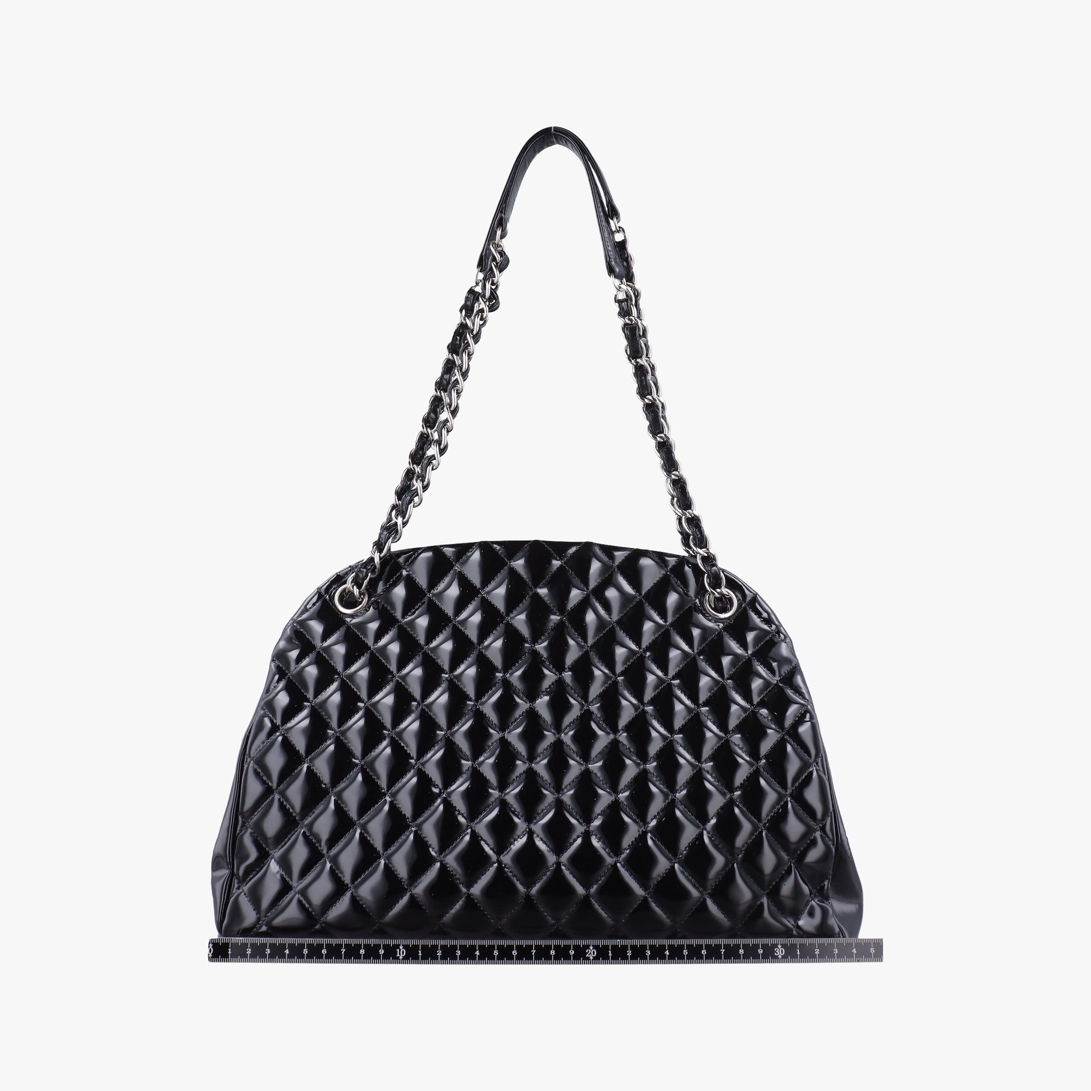 Vintage Chanel Mademoiselle Bowling Black Patent Leather A50558 shoulderbag | stylenewstar