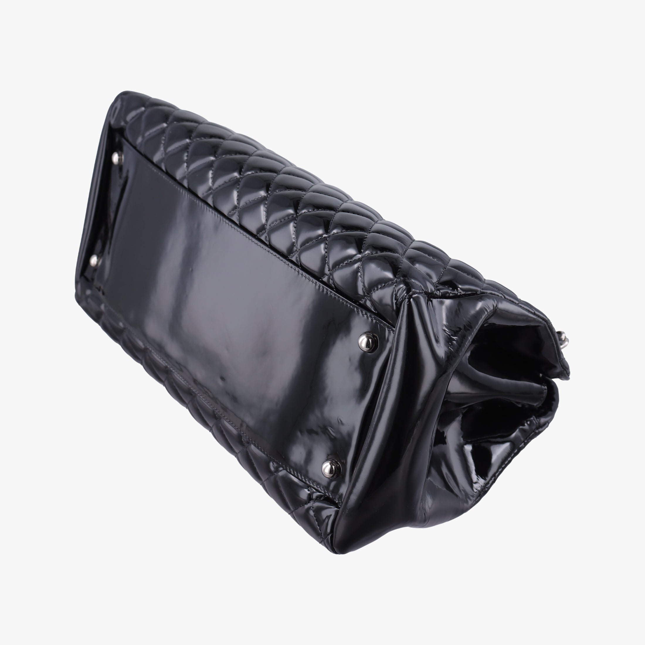 Vintage Chanel Mademoiselle Bowling Black Patent Leather A50558 shoulderbag | stylenewstar