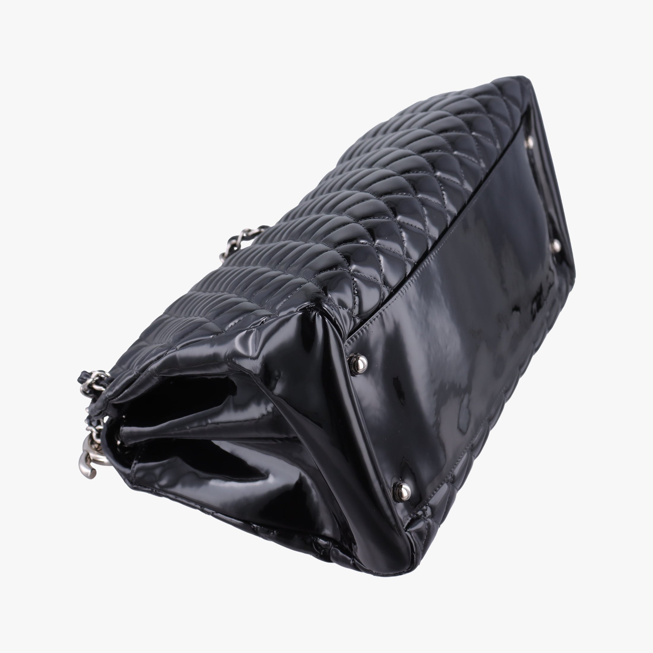 Vintage Chanel Mademoiselle Bowling Black Patent Leather A50558 shoulderbag | stylenewstar
