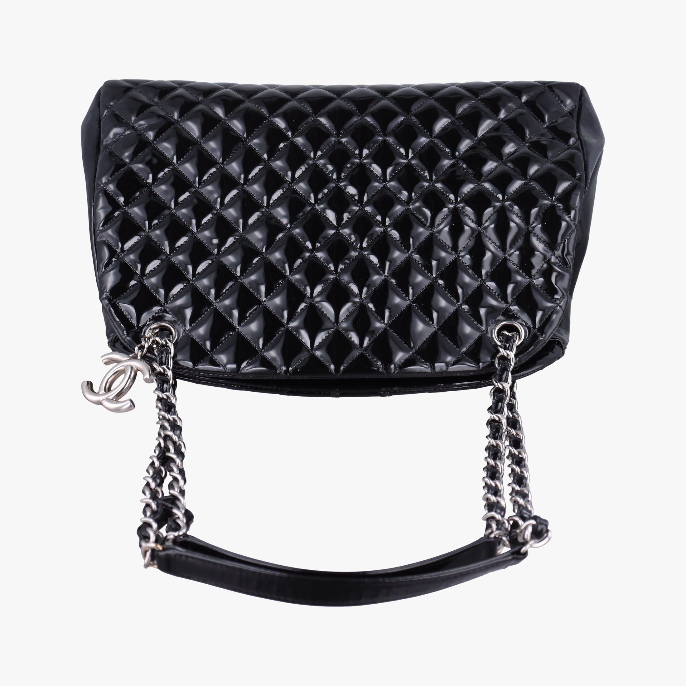 Vintage Chanel Mademoiselle Bowling Black Patent Leather A50558 shoulderbag | stylenewstar