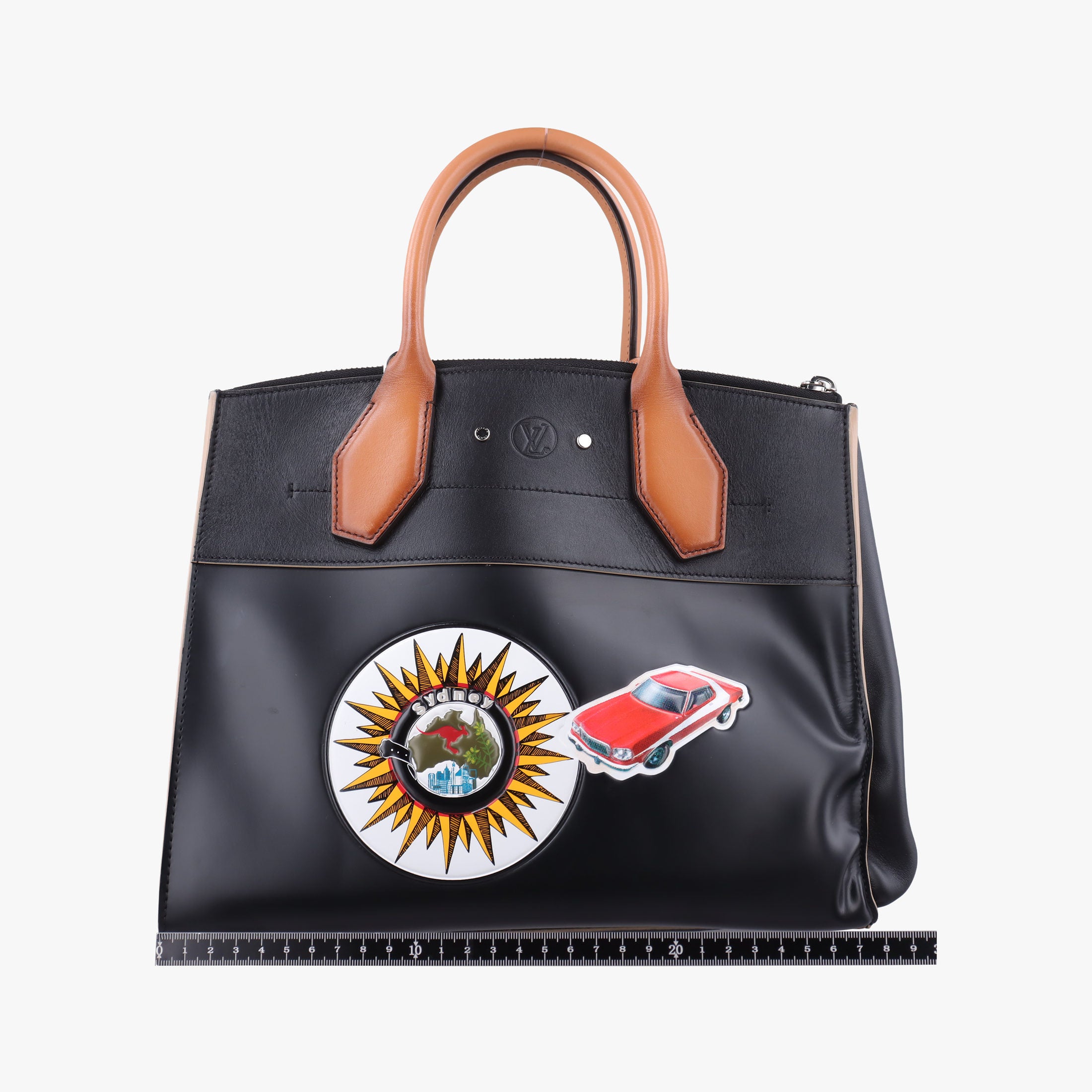Pre-owned Louis Vuitton World Tour City Steamer MM  Black×multicolor Leather M43080 shoulderbag | stylenewstar
