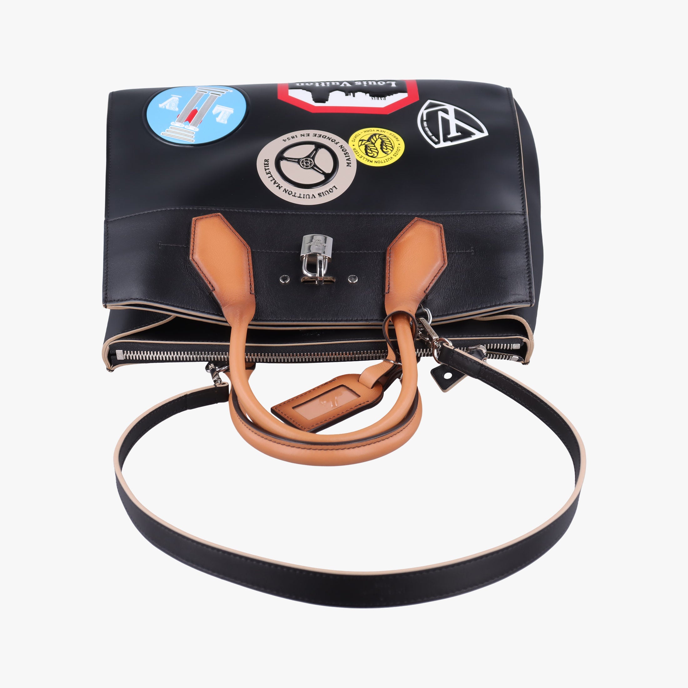 Pre-owned Louis Vuitton World Tour City Steamer MM  Black×multicolor Leather M43080 shoulderbag | stylenewstar
