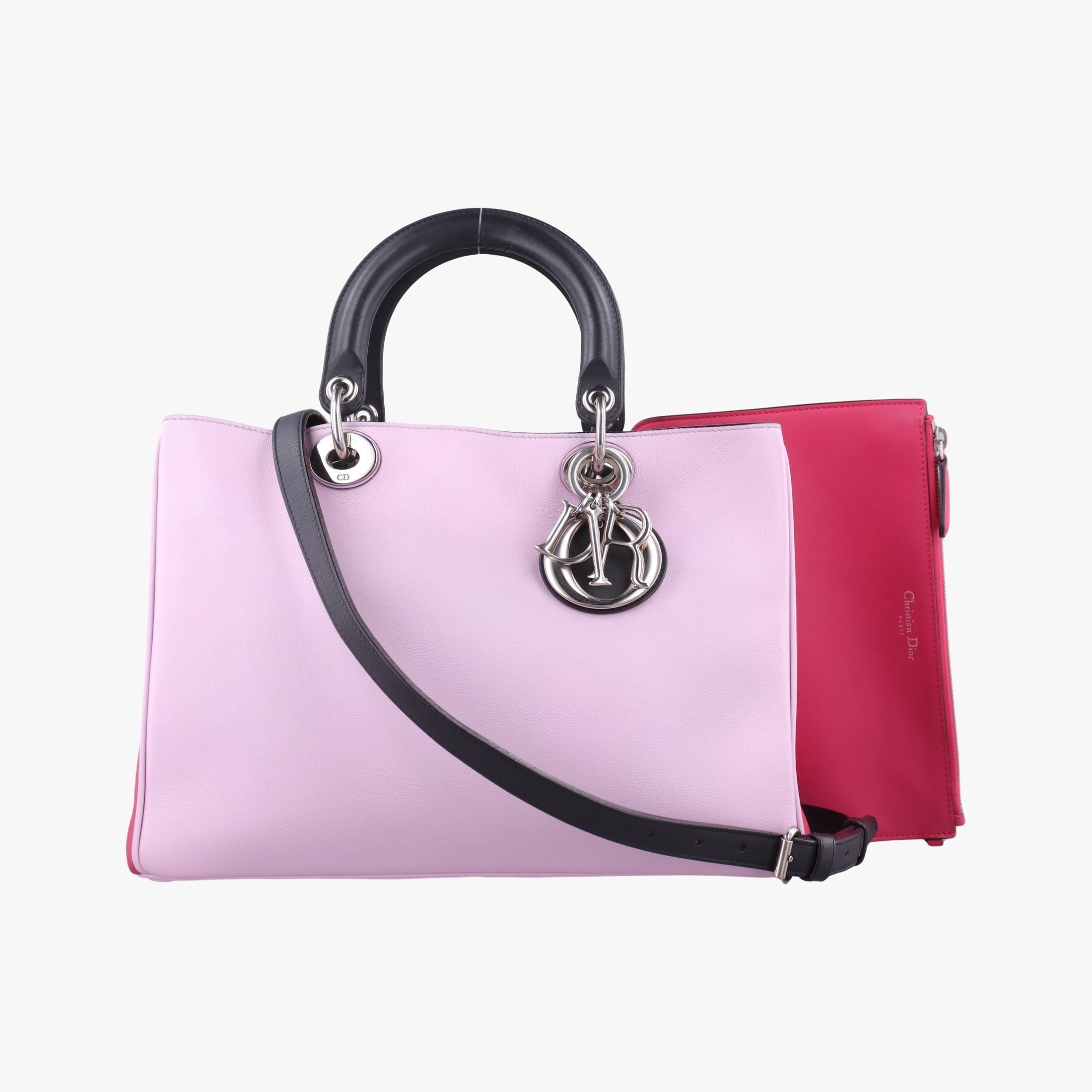 Pre-owned Christian Dior Diorissimo pink×red Leather  shoulderbag | stylenewstar