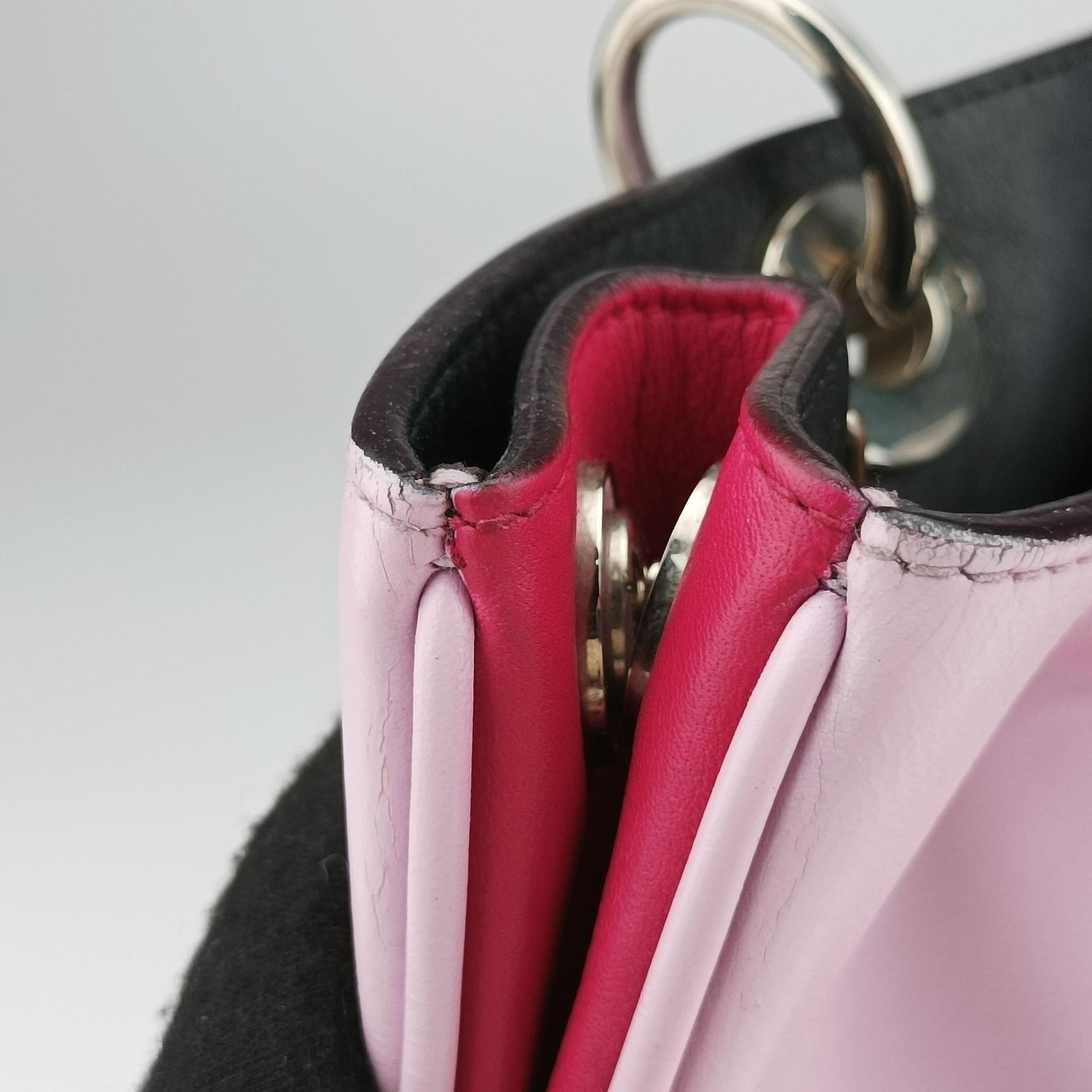 Pre-owned Christian Dior Diorissimo pink×red Leather  shoulderbag | stylenewstar