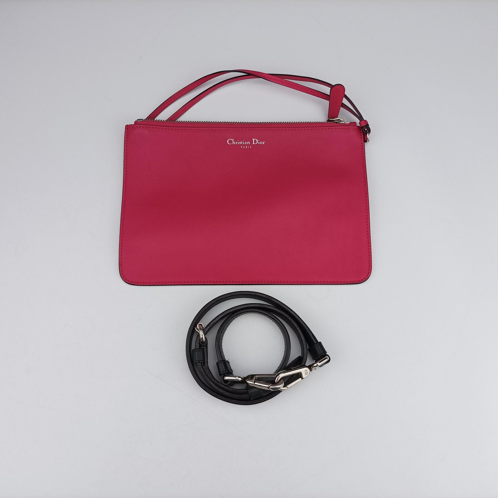 Pre-owned Christian Dior Diorissimo pink×red Leather  shoulderbag | stylenewstar