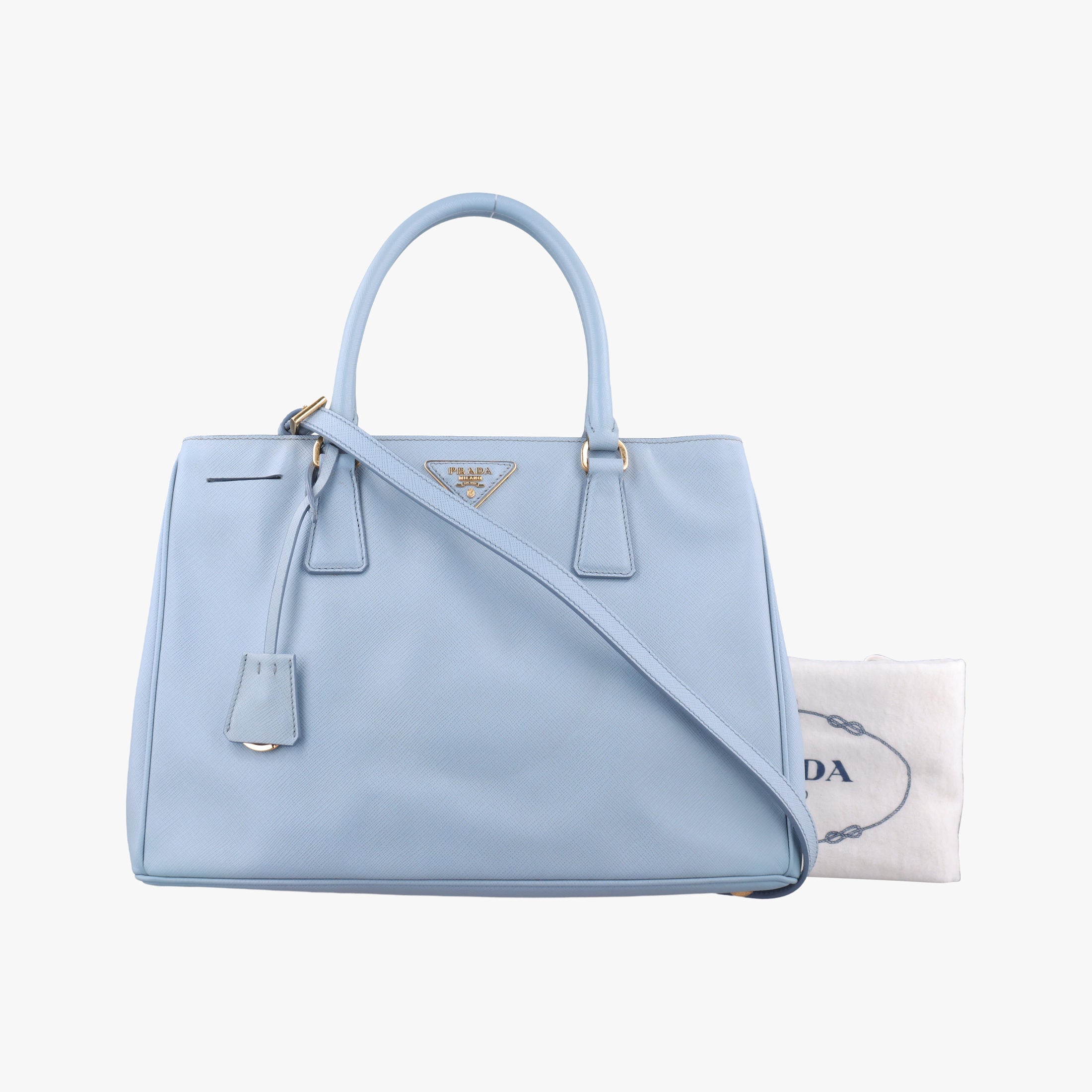 Pre-owned Prada Galleria Blue SAFFIANO Leather BN1801 shoulderbag | stylenewstar