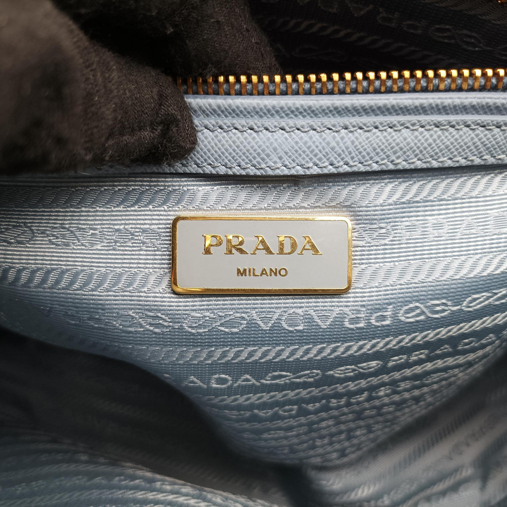 Pre-owned Prada Galleria Blue SAFFIANO Leather BN1801 shoulderbag | stylenewstar