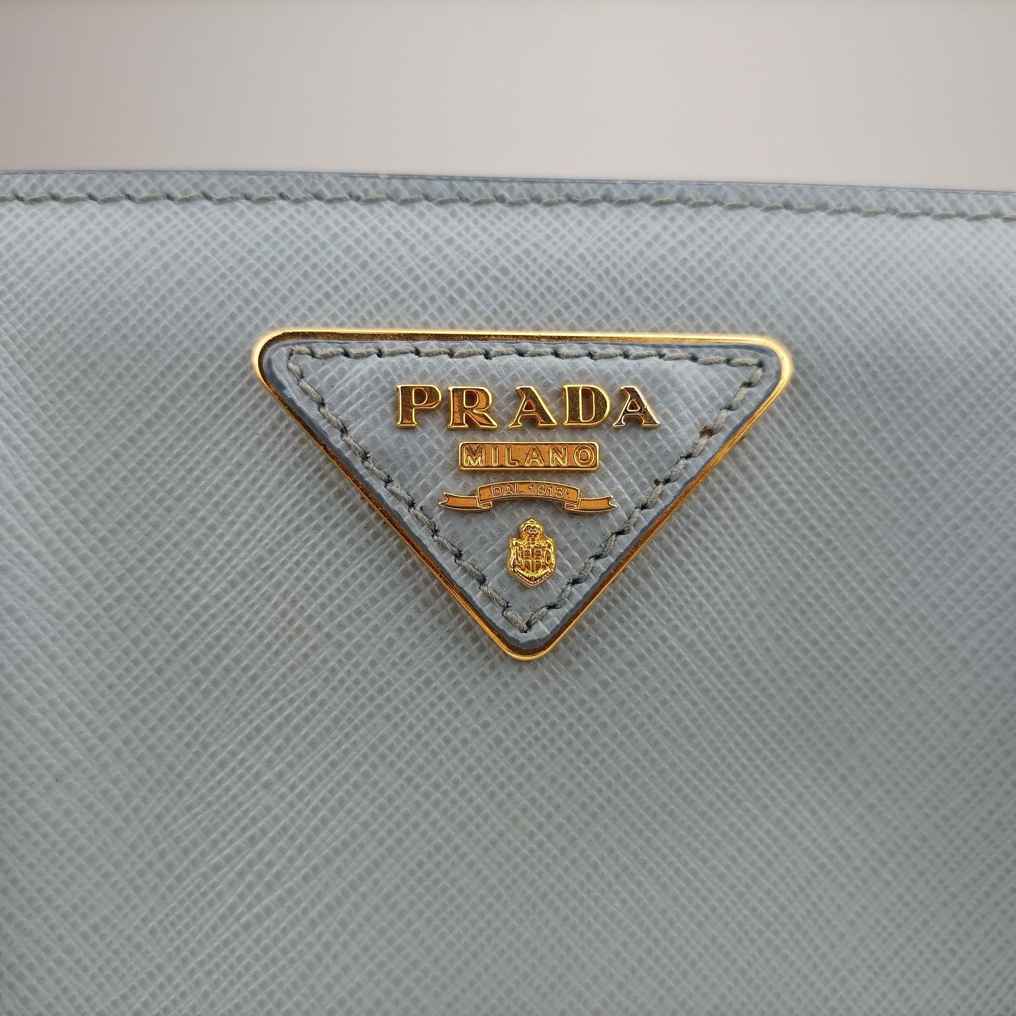Pre-owned Prada Galleria Blue SAFFIANO Leather BN1801 shoulderbag | stylenewstar