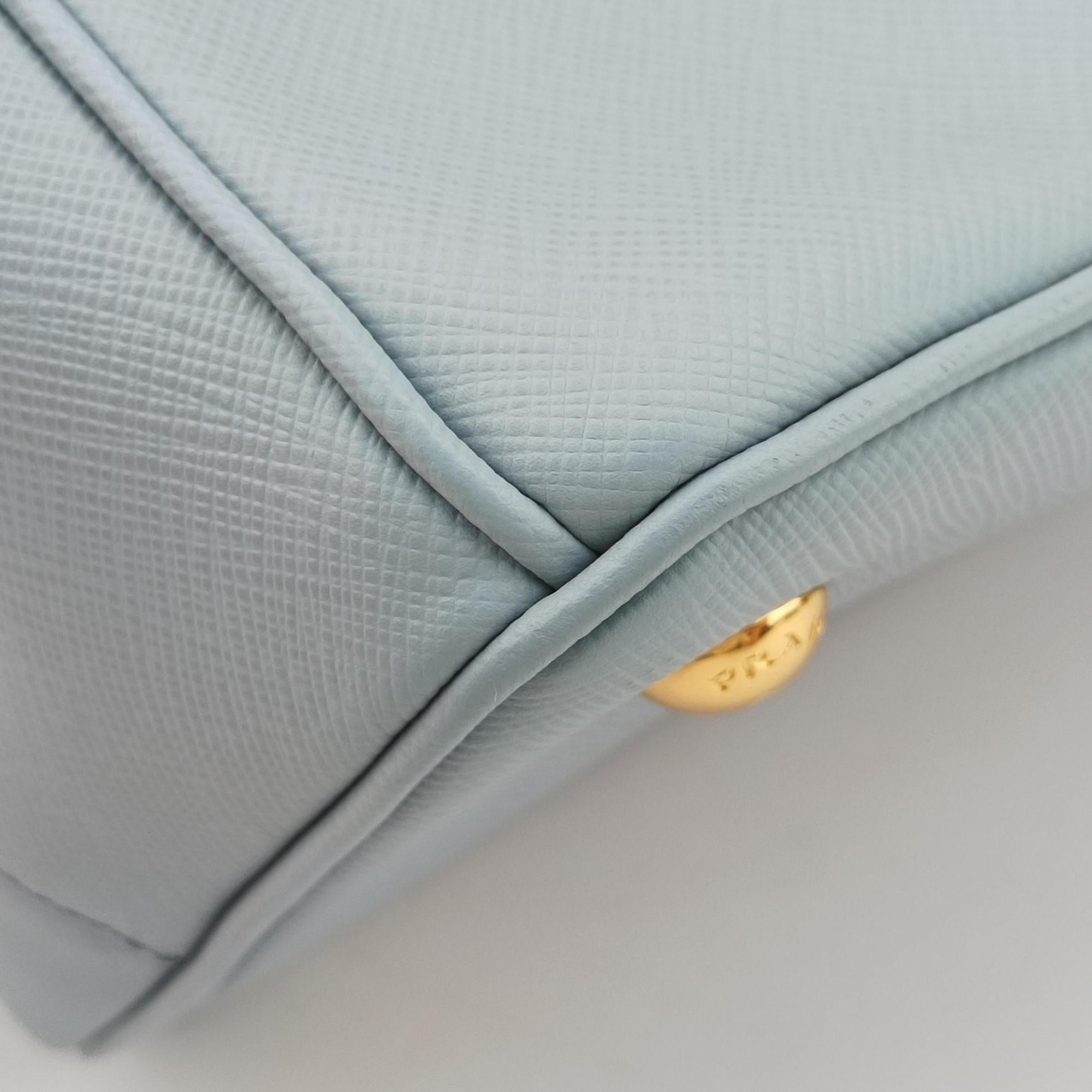 Pre-owned Prada Galleria Blue SAFFIANO Leather BN1801 shoulderbag | stylenewstar