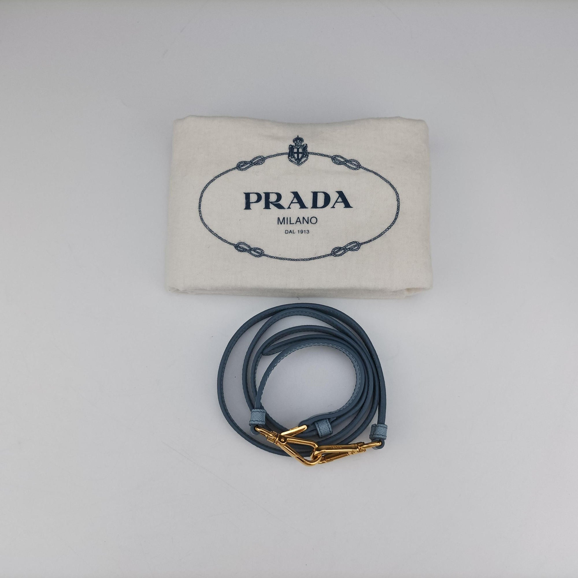 Pre-owned Prada Galleria Blue SAFFIANO Leather BN1801 shoulderbag | stylenewstar