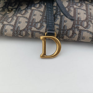 Pre-owned Christian Dior Saddle Navy×Gray jacquard  shoulderbag | stylenewstar