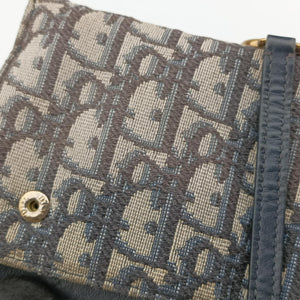 Pre-owned Christian Dior Saddle Navy×Gray jacquard  shoulderbag | stylenewstar