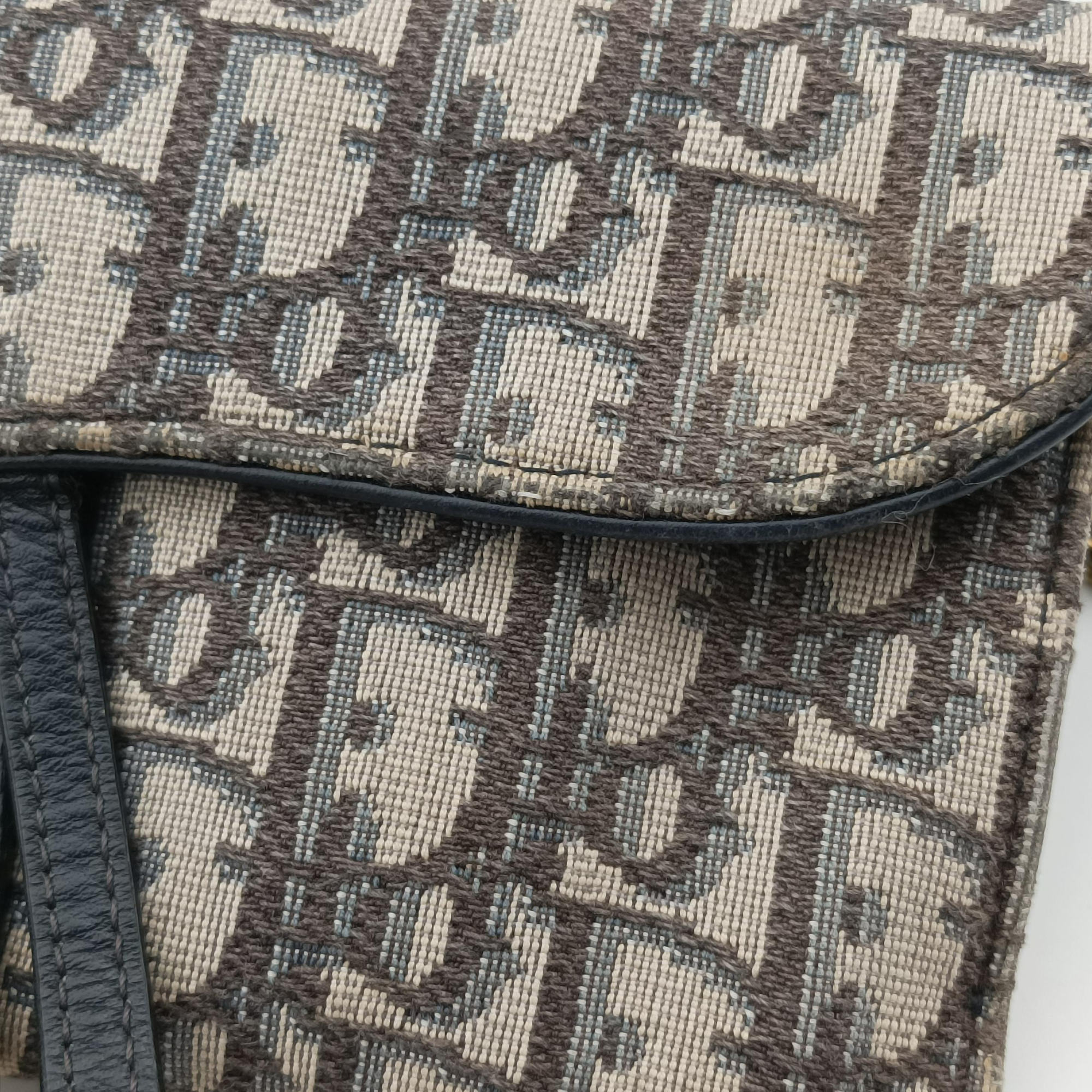 Pre-owned Christian Dior Saddle Navy×Gray jacquard  shoulderbag | stylenewstar