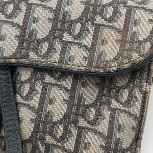 Pre-owned Christian Dior Saddle Navy×Gray jacquard  shoulderbag | stylenewstar
