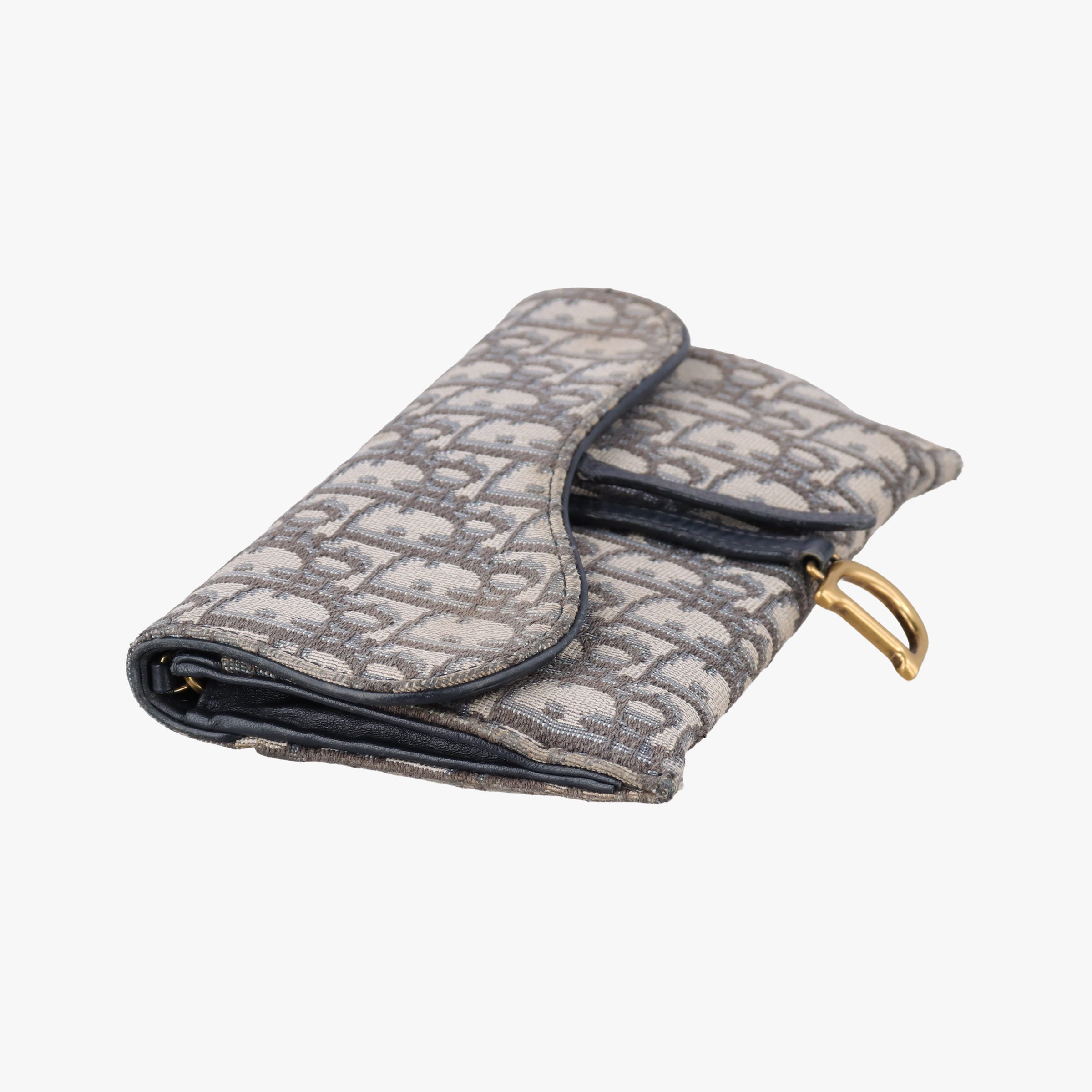 Pre-owned Christian Dior Saddle Navy×Gray jacquard  shoulderbag | stylenewstar