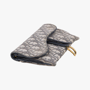 Pre-owned Christian Dior Saddle Navy×Gray jacquard  shoulderbag | stylenewstar