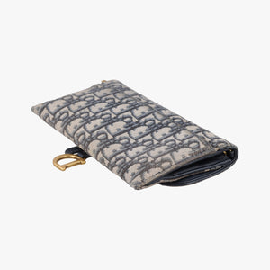 Pre-owned Christian Dior Saddle Navy×Gray jacquard  shoulderbag | stylenewstar