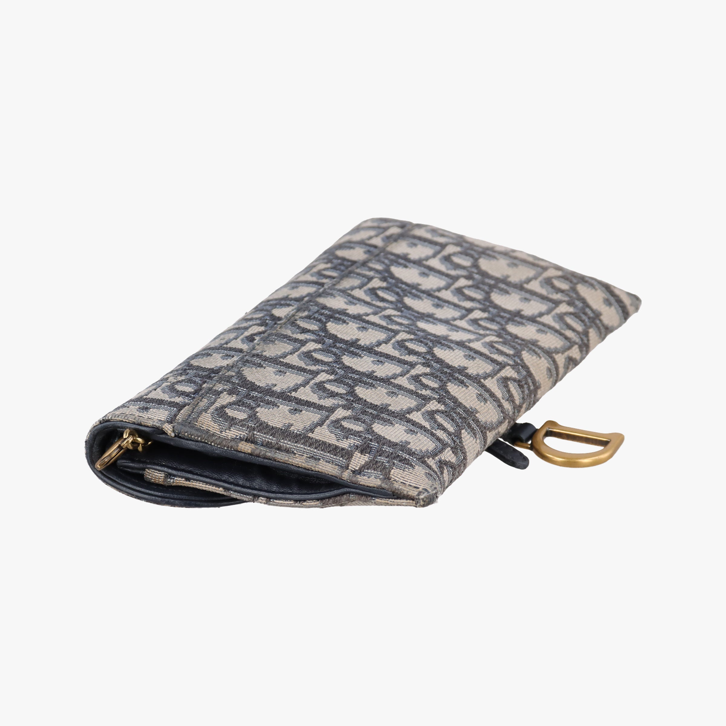 Pre-owned Christian Dior Saddle Navy×Gray jacquard  shoulderbag | stylenewstar