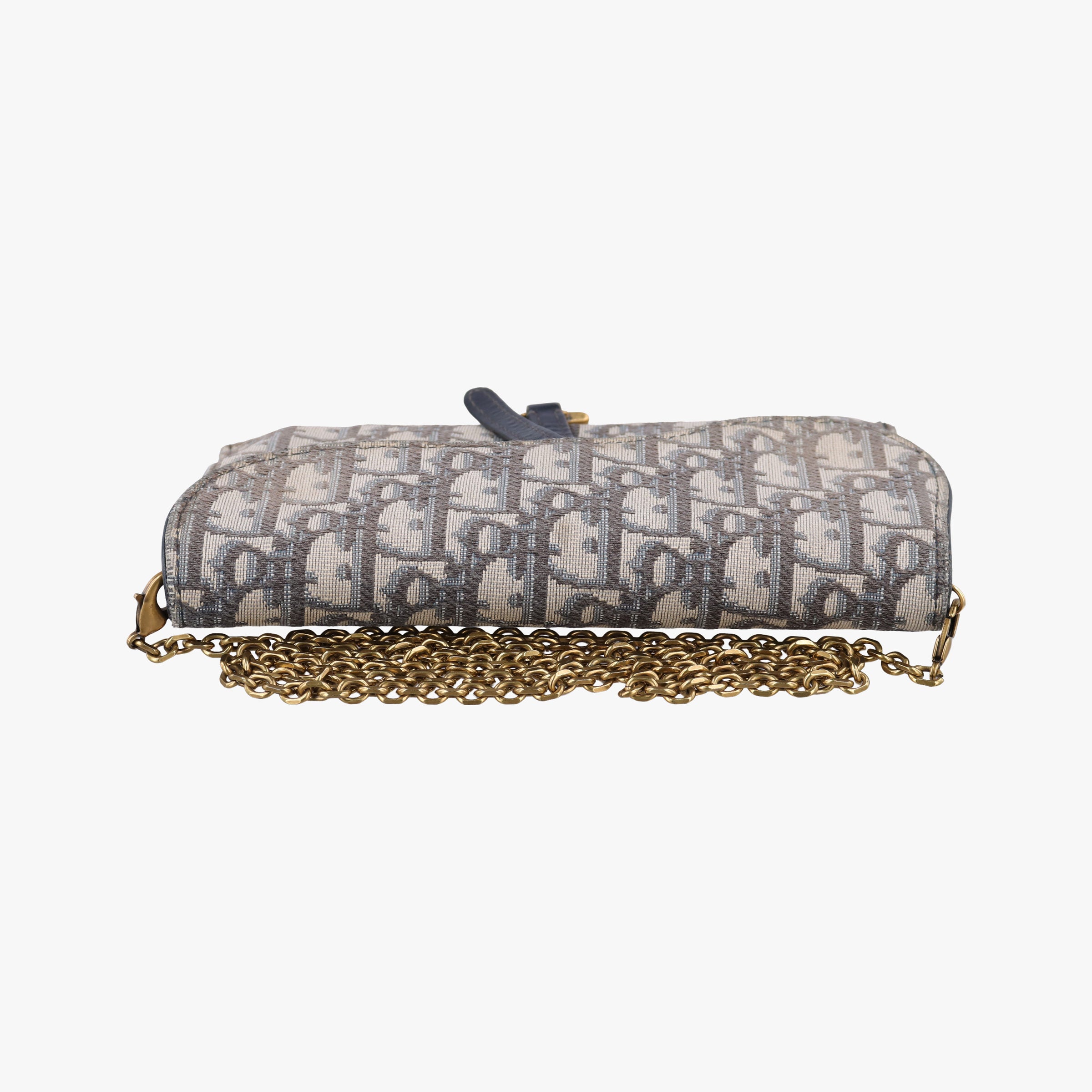 Pre-owned Christian Dior Saddle Navy×Gray jacquard  shoulderbag | stylenewstar