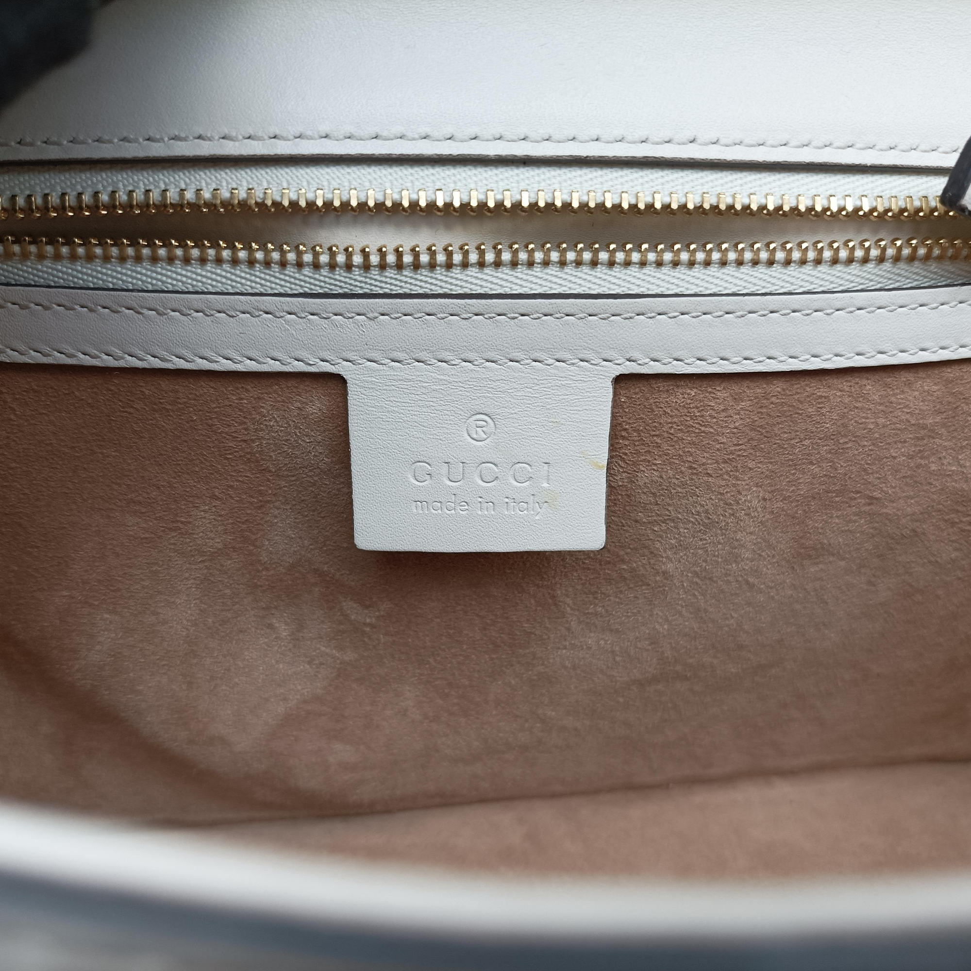 Pre-owned Gucci Sylvie Ivory×navy×red Leather 421882 shoulderbag | stylenewstar