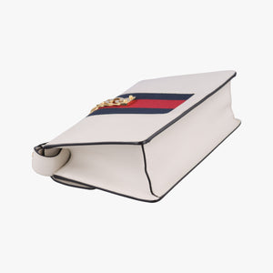 Pre-owned Gucci Sylvie Ivory×navy×red Leather 421882 shoulderbag | stylenewstar