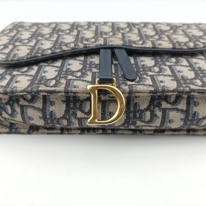 Pre-owned Christian Dior Saddle Navy×Gray jacquard  shoulderbag | stylenewstar