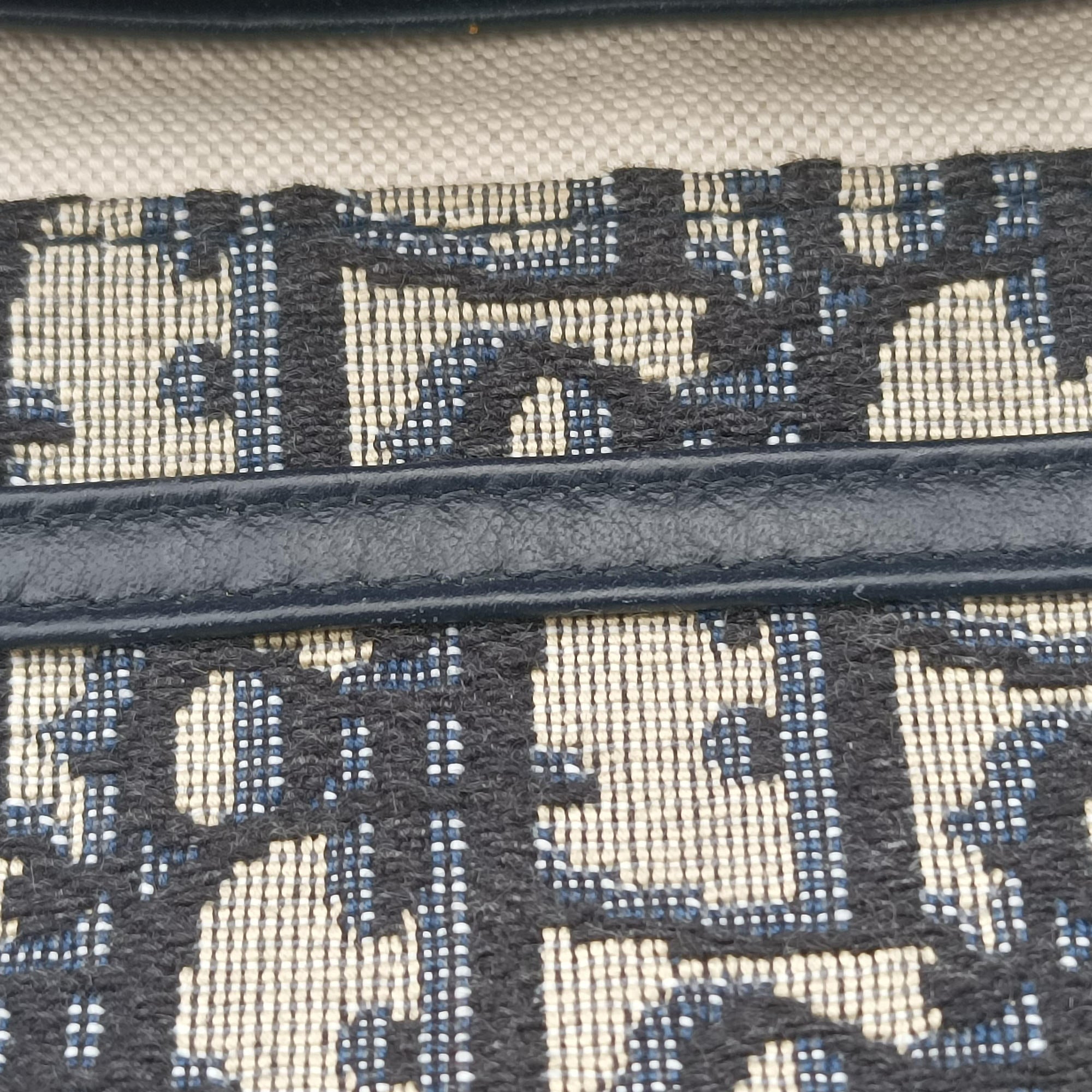 Pre-owned Christian Dior Saddle Navy×Gray jacquard  shoulderbag | stylenewstar
