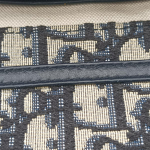 Pre-owned Christian Dior Saddle Navy×Gray jacquard  shoulderbag | stylenewstar