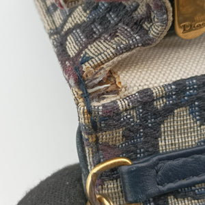 Pre-owned Christian Dior Saddle Navy×Gray jacquard  shoulderbag | stylenewstar