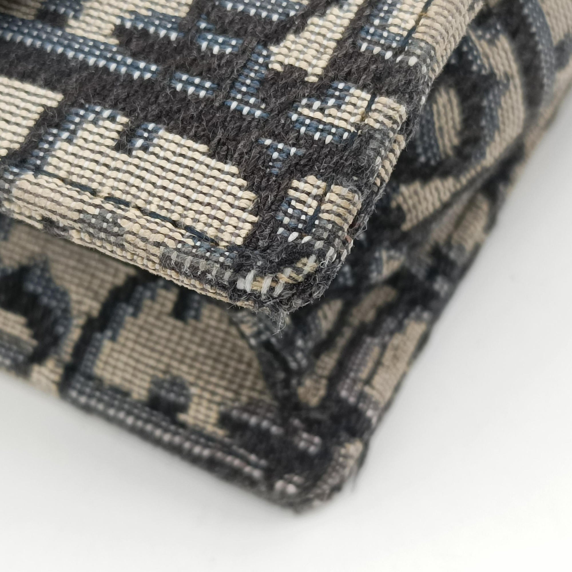 Pre-owned Christian Dior Saddle Navy×Gray jacquard  shoulderbag | stylenewstar
