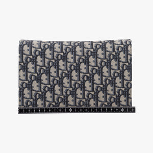 Pre-owned Christian Dior Saddle Navy×Gray jacquard  shoulderbag | stylenewstar