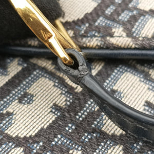 Pre-owned Christian Dior Saddle Navy×Gray jacquard  shoulderbag | stylenewstar