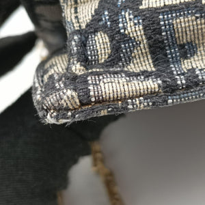 Pre-owned Christian Dior Saddle Navy×Gray jacquard  shoulderbag | stylenewstar