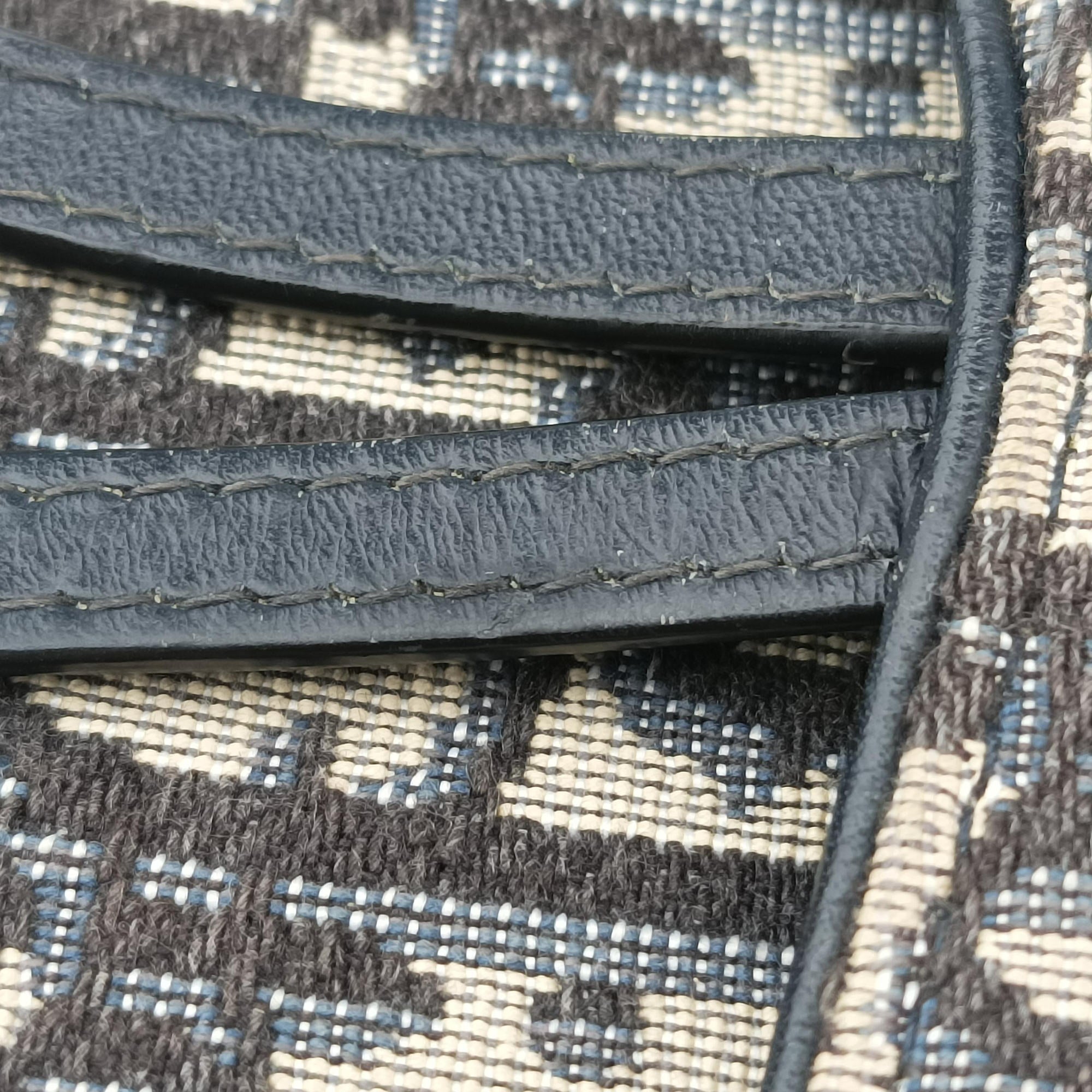 Pre-owned Christian Dior Saddle Navy×Gray jacquard  shoulderbag | stylenewstar