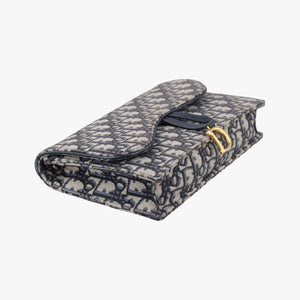 Pre-owned Christian Dior Saddle Navy×Gray jacquard  shoulderbag | stylenewstar